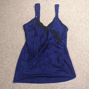 Vintage Gold Label Victoria’s Secret Nightie Chemise Large Purple Black Lace